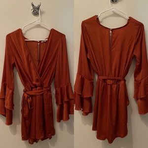 Charlotte Russe Burnt Orange Satin Romper